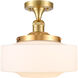 Franklin Restoration Bridgeton LED 11.75 inch Brushed Brass Semi-Flush Mount Ceiling Light in Matte White Glass