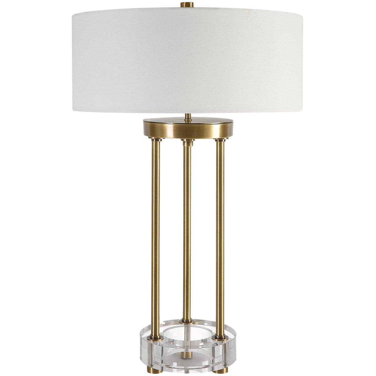 Pantheon 27 inch 60.00 watt Antique Brass and Crystal Table Lamp Portable Light