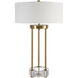 Pantheon 27 inch 60.00 watt Antique Brass and Crystal Table Lamp Portable Light