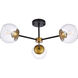 Briggs 3 Light 26 inch Black and Brass Flush Mount Ceiling Light