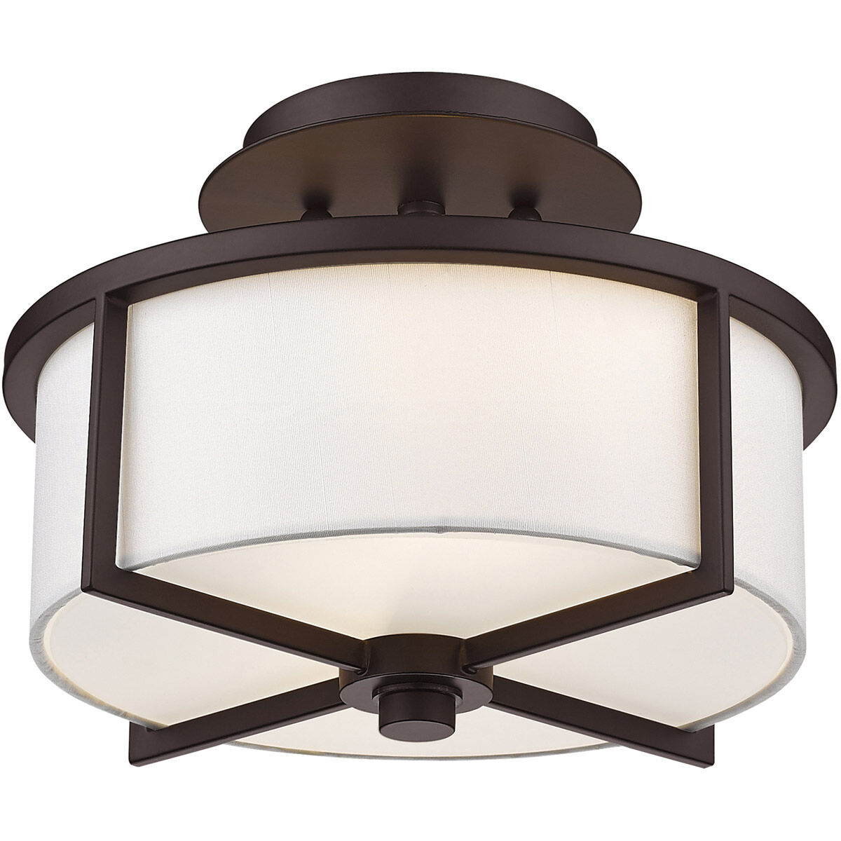 Wesley 2 Light 11 inch Bronze Semi-Flush Mount Ceiling Light