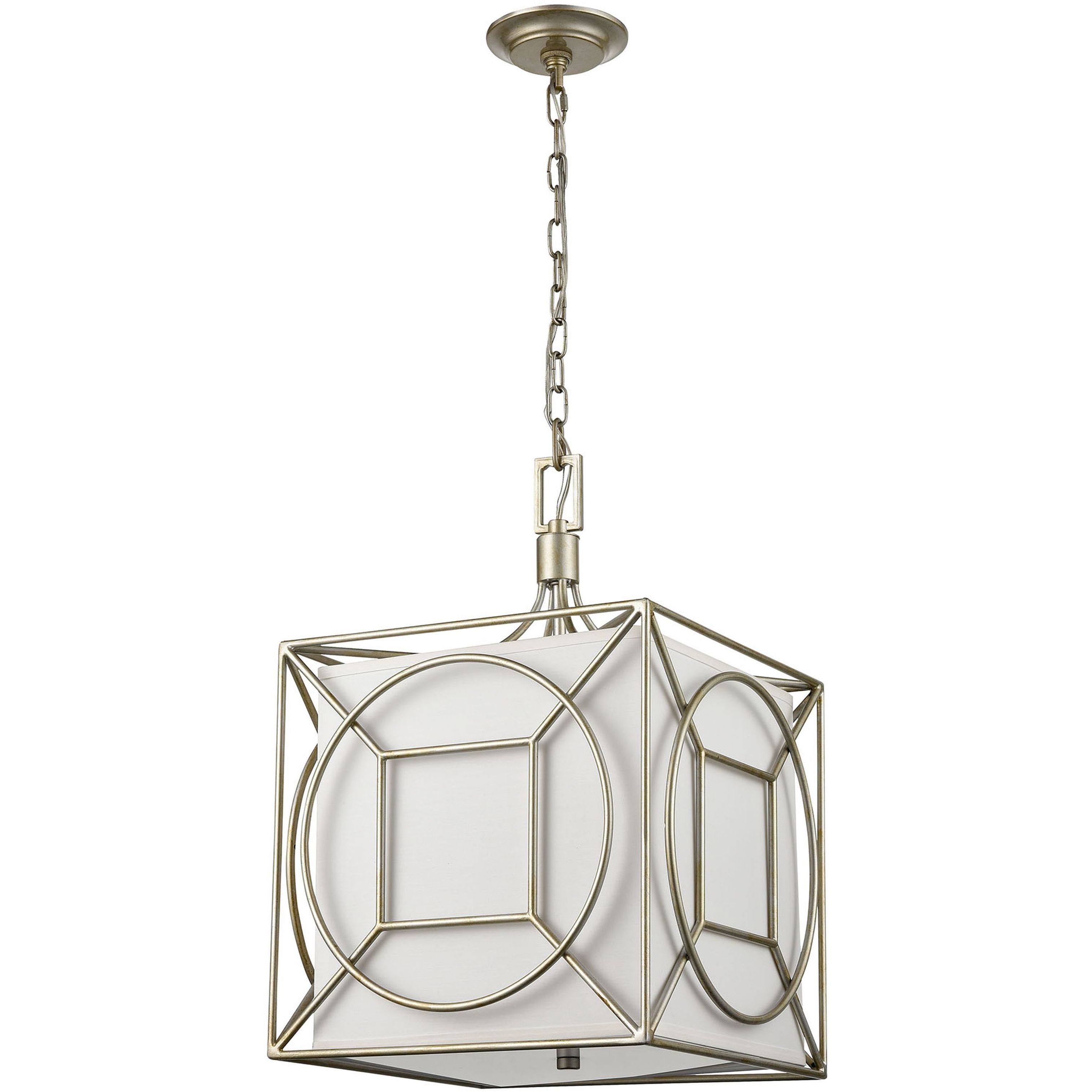 Shaftsbury Square 3 Light 14 inch Antique Silver Pendant Ceiling Light