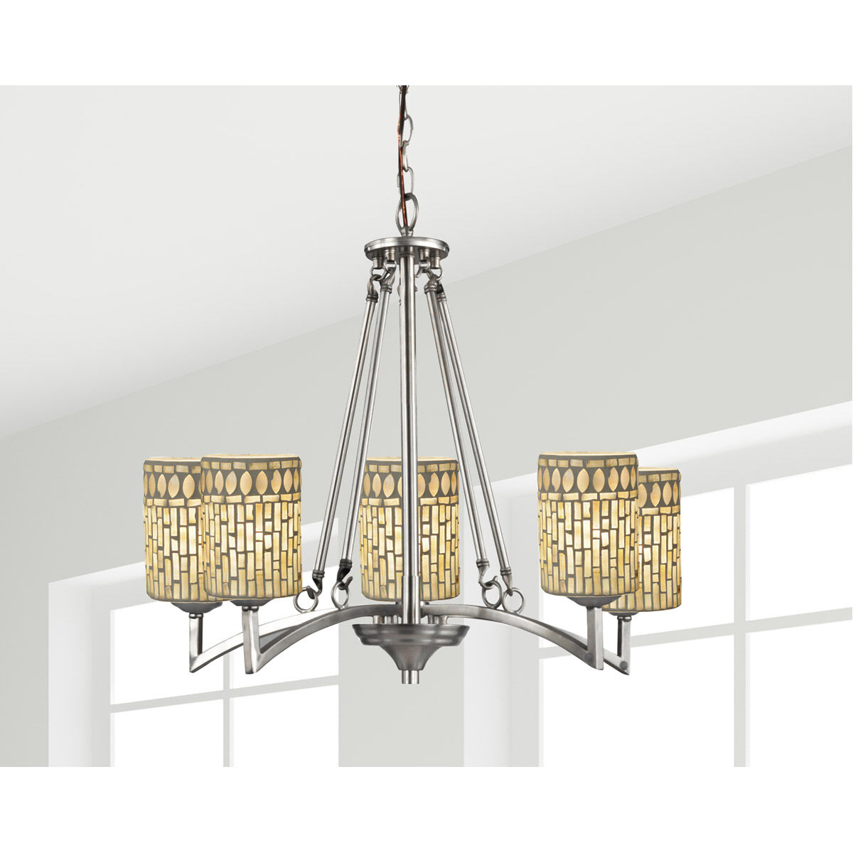 Springdale 5 Light 25 inch Satin Nickel Chandelier Ceiling Light