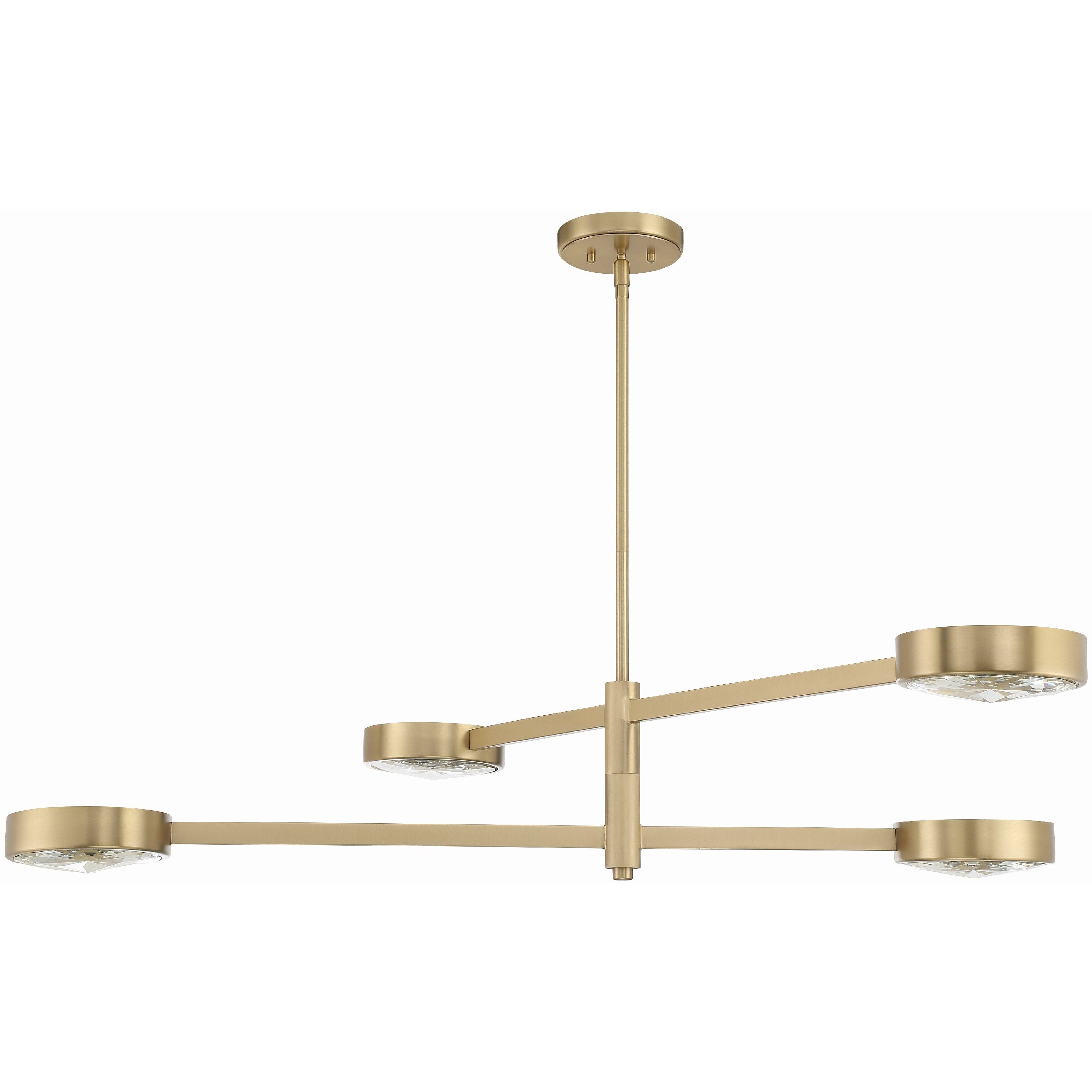 Orson 4 Light 54 inch Modern Gold Linear Chandelier Ceiling Light