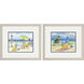 Dog Beach Day Duo Multi and Blue and Green and Yellow Framed Art, Propac
