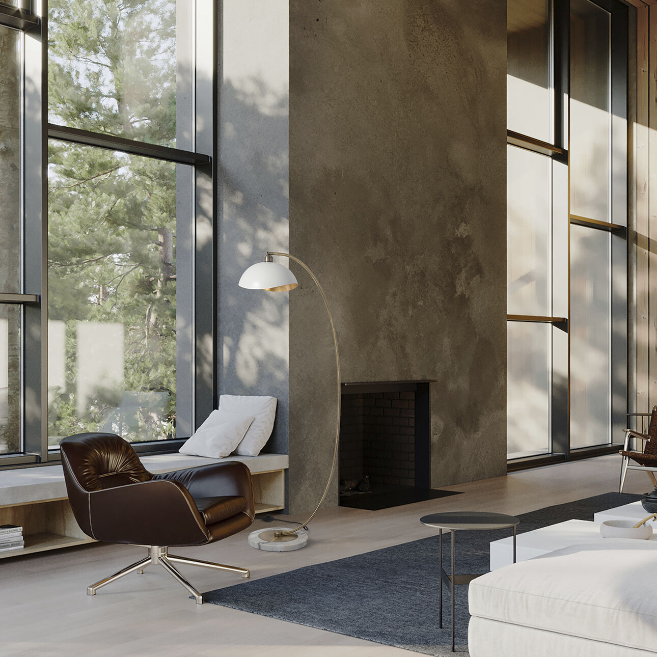 Luna Bella 60 inch 100.00 watt Weathered Brass and White Arc Floor Lamp Portable Light