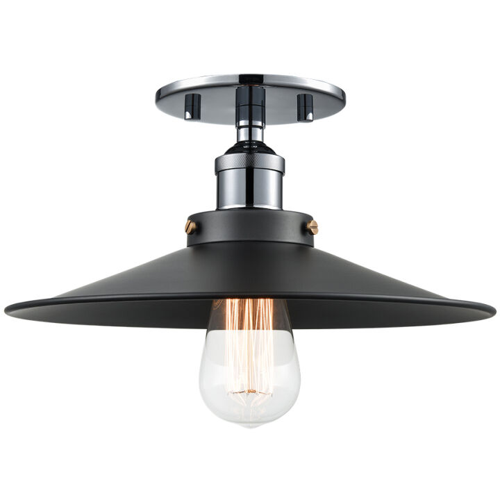 Bulstrode's Workshop 1 Light 11.75 inch Chrome Flush Mount Ceiling Light in Chrome and Black