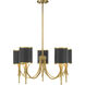 Quincy 5 Light 27 inch Black with Warm Brass Accents Chandelier Ceiling Light