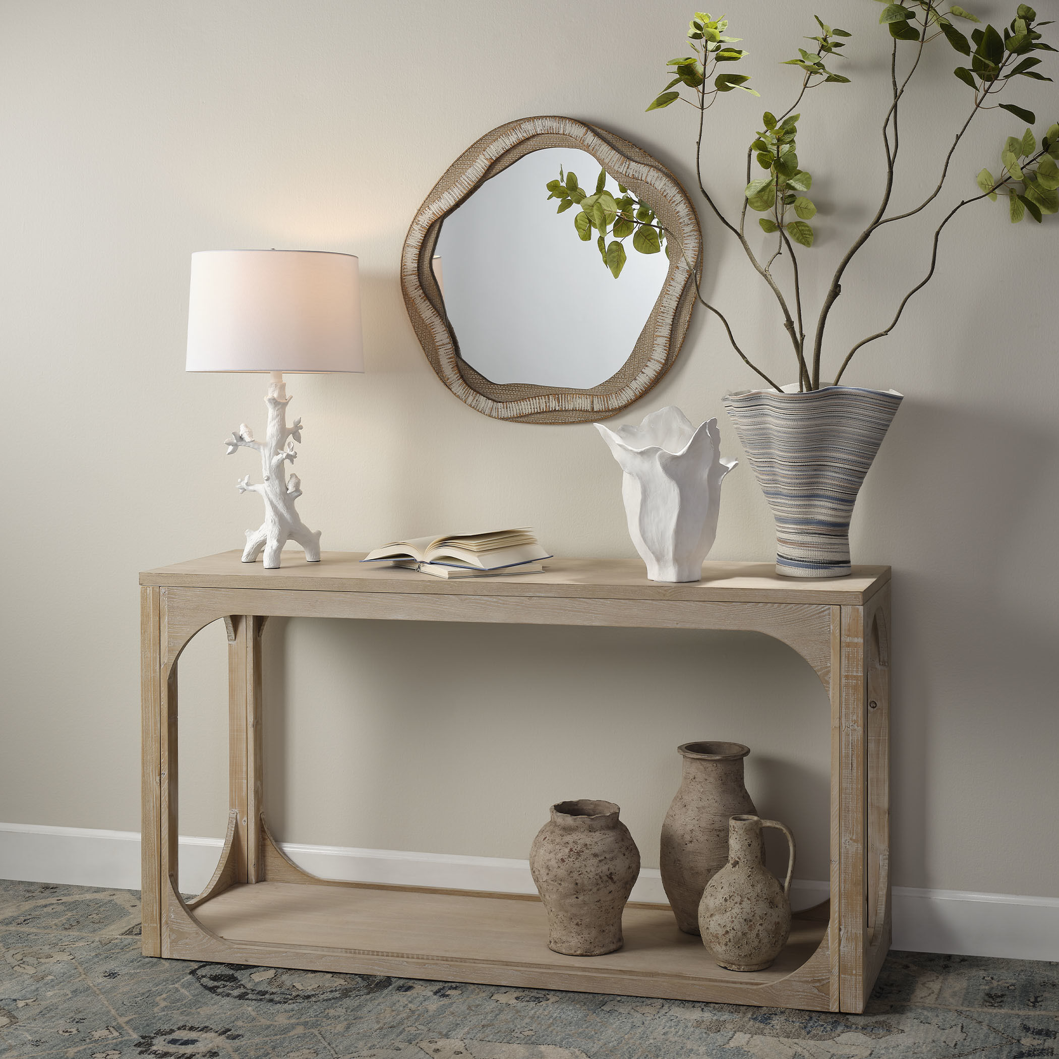 Everett 60 inch Grey Washed Wood Console Table