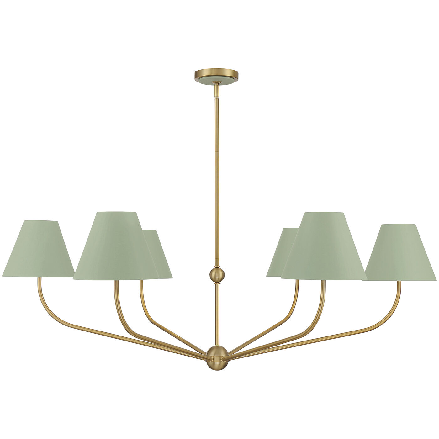 Xavier 6 Light 48 inch Vibrant Gold Chandelier Ceiling Light in Vibrant Gold and Green
