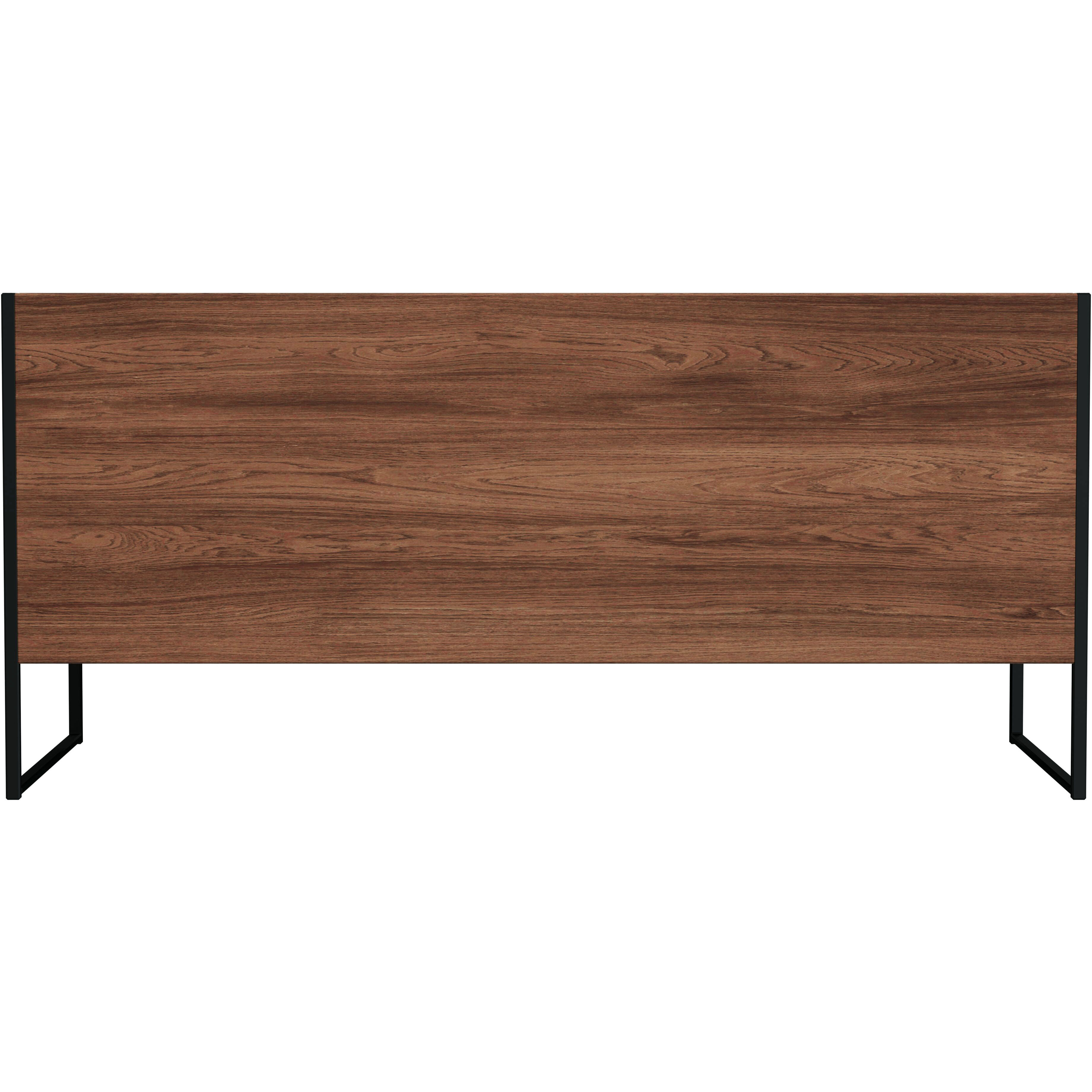 Drake 2 Drawer Iron and Wood Writing Desk in Medium Brown