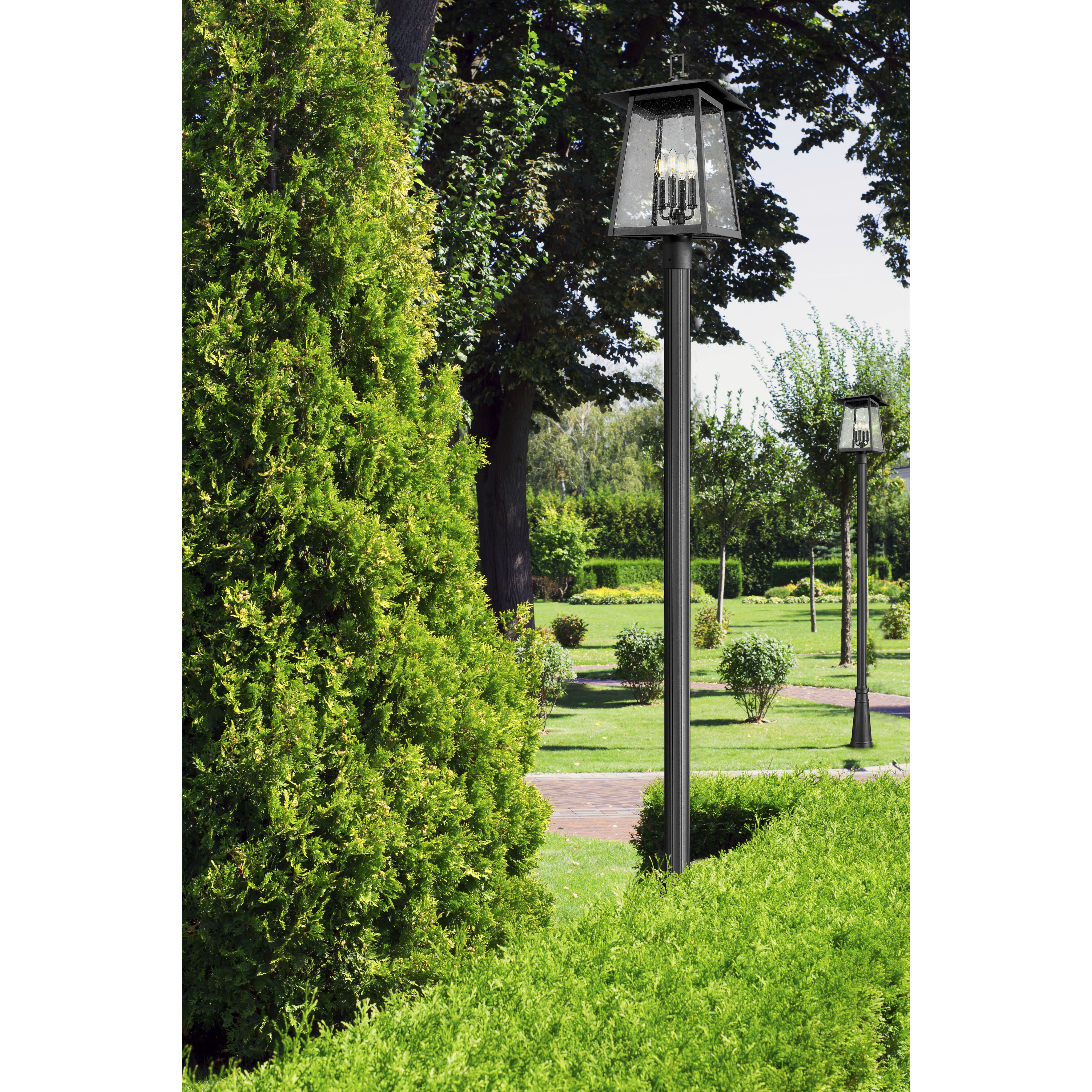 Rainer 4 Light 118.25 inch Black Outdoor Post Mounted Fixture in G9