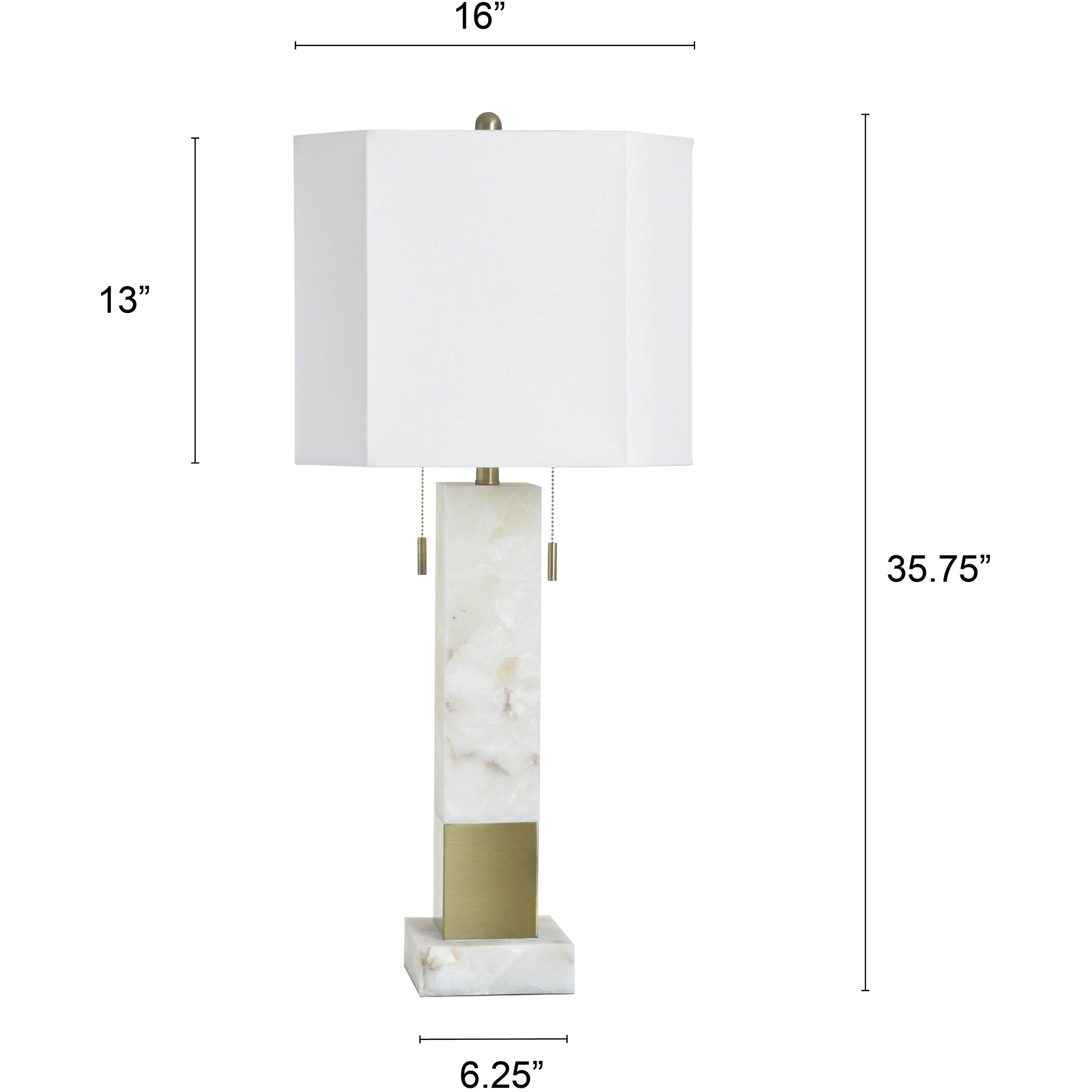 Cameron 35.75 inch 60.00 watt Alabaster and Brass and White Table Lamp Portable Light