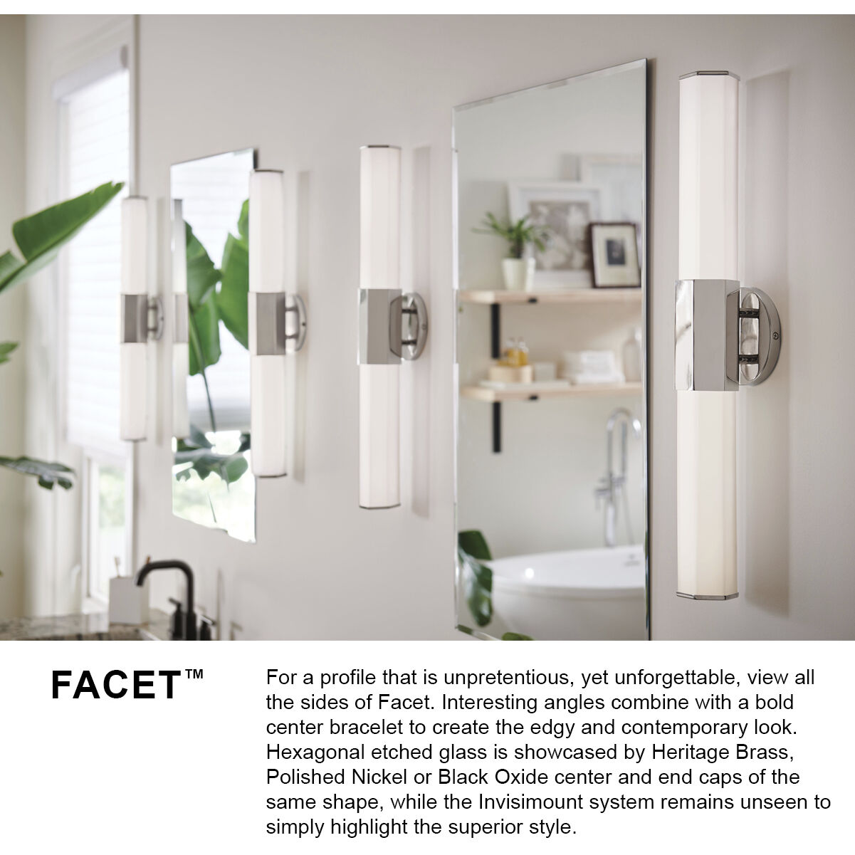 Facet LED 26 inch Polished Nickel Vanity Light Wall Light, Vertical