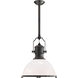 Chapman & Myers Country Industrial 1 Light 19.5 inch Bronze Pendant Ceiling Light in White Glass, Large