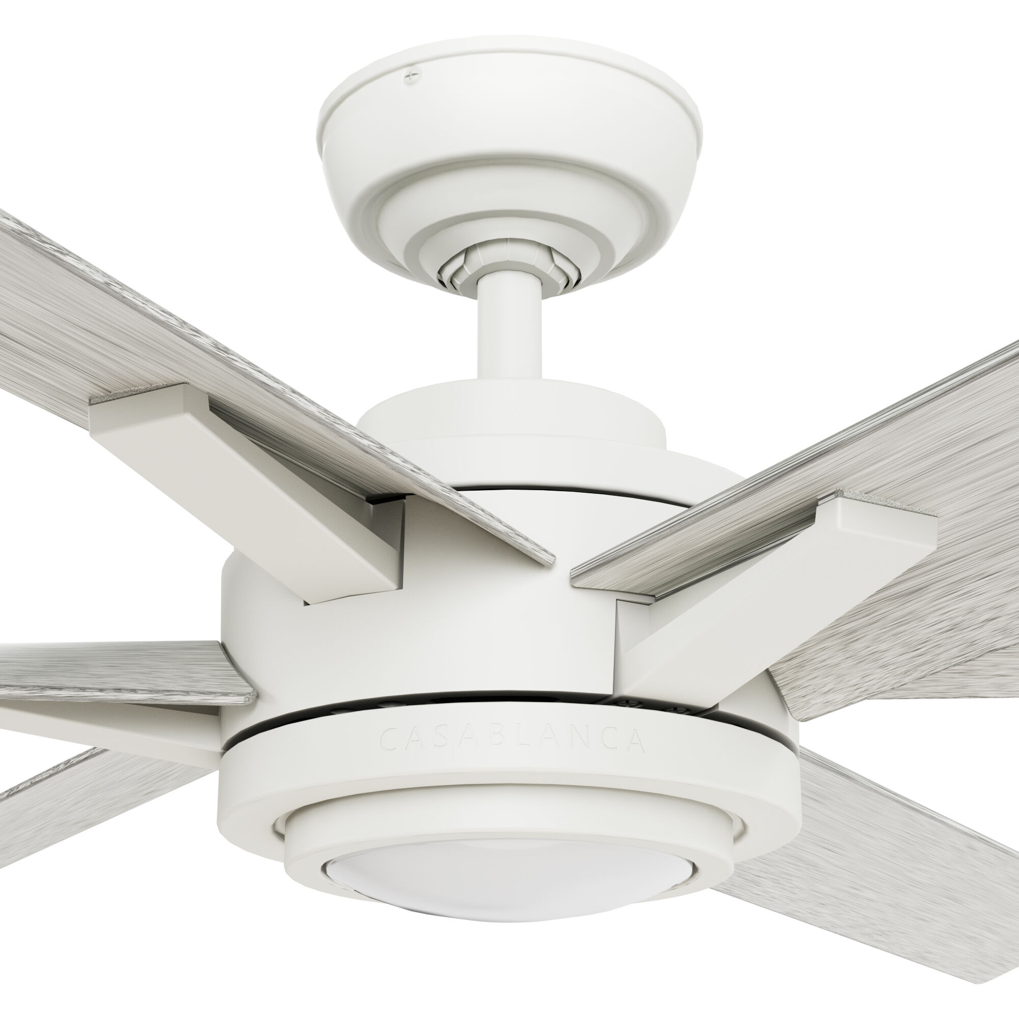 Melia 65 inch Fresh White with White Washed Oak Blades Outdoor Ceiling Fan