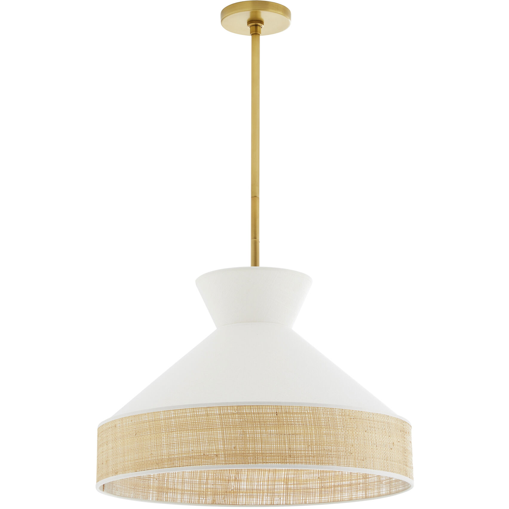 Malena 1 Light 20.5 inch White and Antique Brass Pendant Ceiling Light
