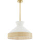 Malena 1 Light 20.5 inch White and Antique Brass Pendant Ceiling Light
