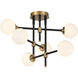 Cosmet 6 Light 20 inch Coal and Aged Brass Flush Mount Ceiling Light