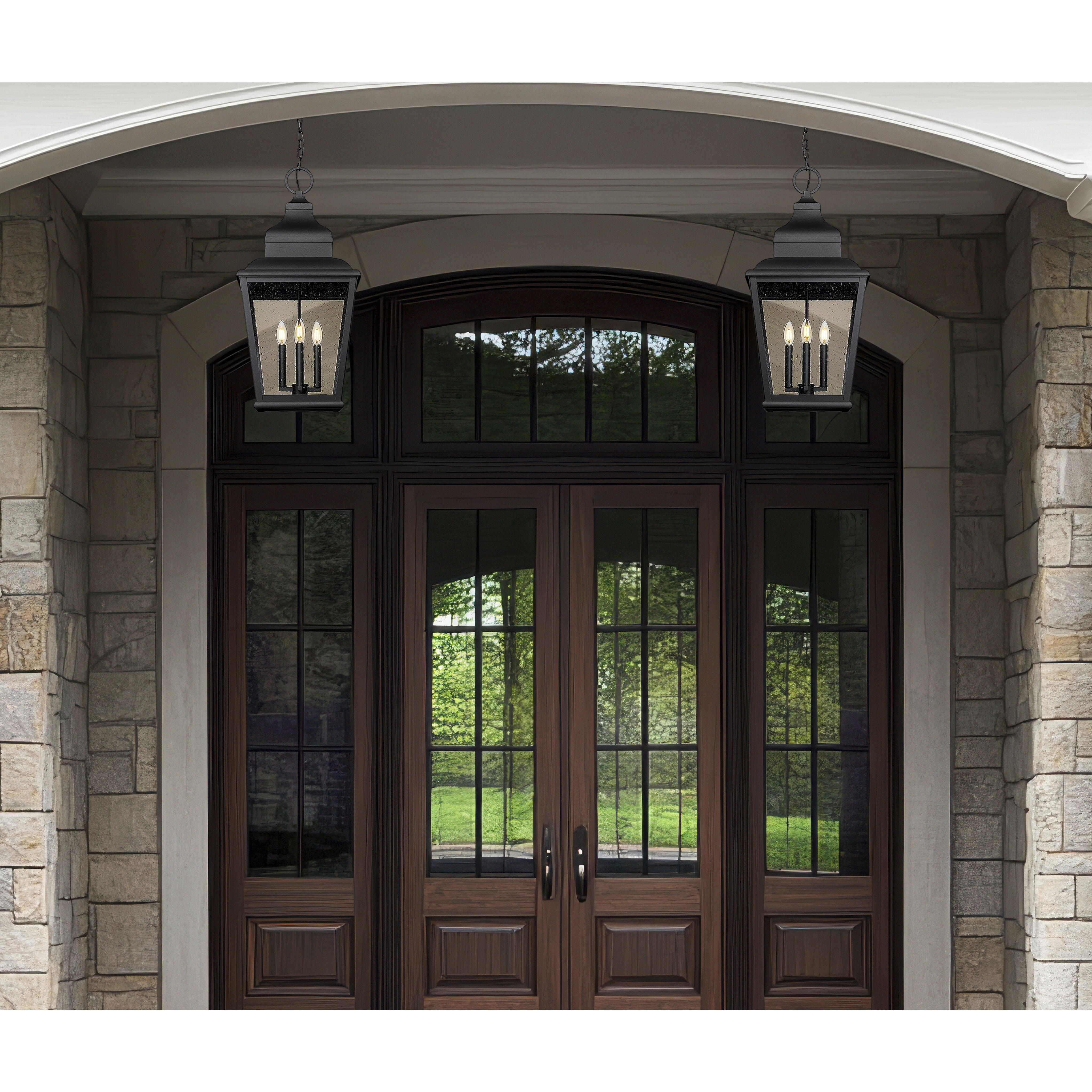 Raphael 4 Light 14 inch Sand Black Outdoor Chain Mount Ceiling Fixture in Soft Sand Black