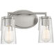 Sacremento 2 Light 14 inch Satin Nickel Bathroom Vanity Light Wall Light, Essentials