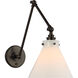 Chapman & Myers Parkington 15.5 inch 15.00 watt Bronze Double Library Wall Light in White Glass