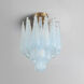 Ollie 4 Light 14.25 inch Aged Brass Semi Flush Ceiling Light in Sand Glass Blue