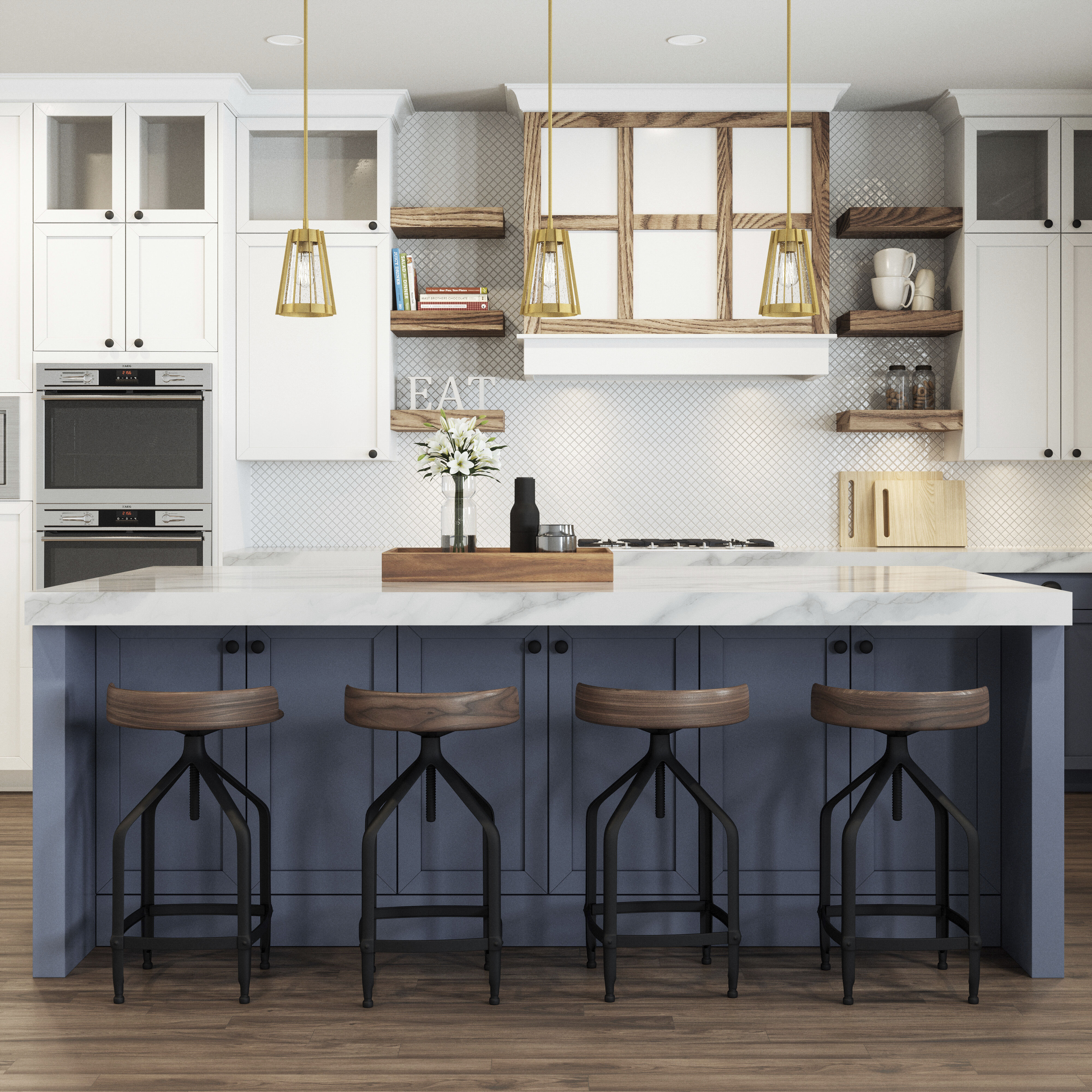 Open Louvers 1 Light 6.75 inch Champagne Gold Mini Pendant Ceiling Light