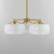 Glazed 3 Light 26 inch White and Natural Aged Brass Chandelier Ceiling Light