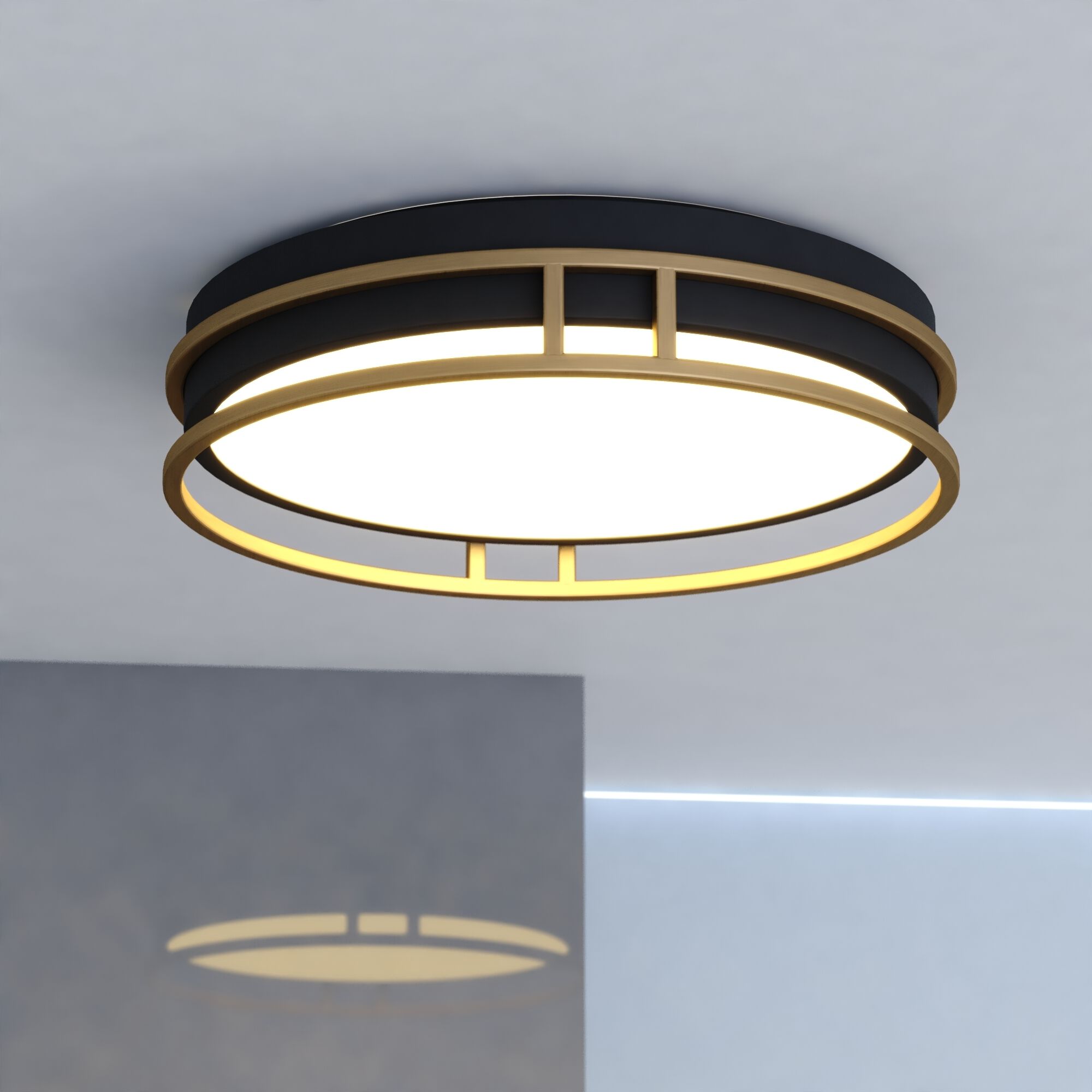 Northgate 1 Light 13 inch Matte Black and Satin Gold Flush Mount Ceiling Light