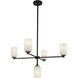 Nola 5 Light 30.63 inch Black Chandelier Ceiling Light in Glossy Opal Glass Shade