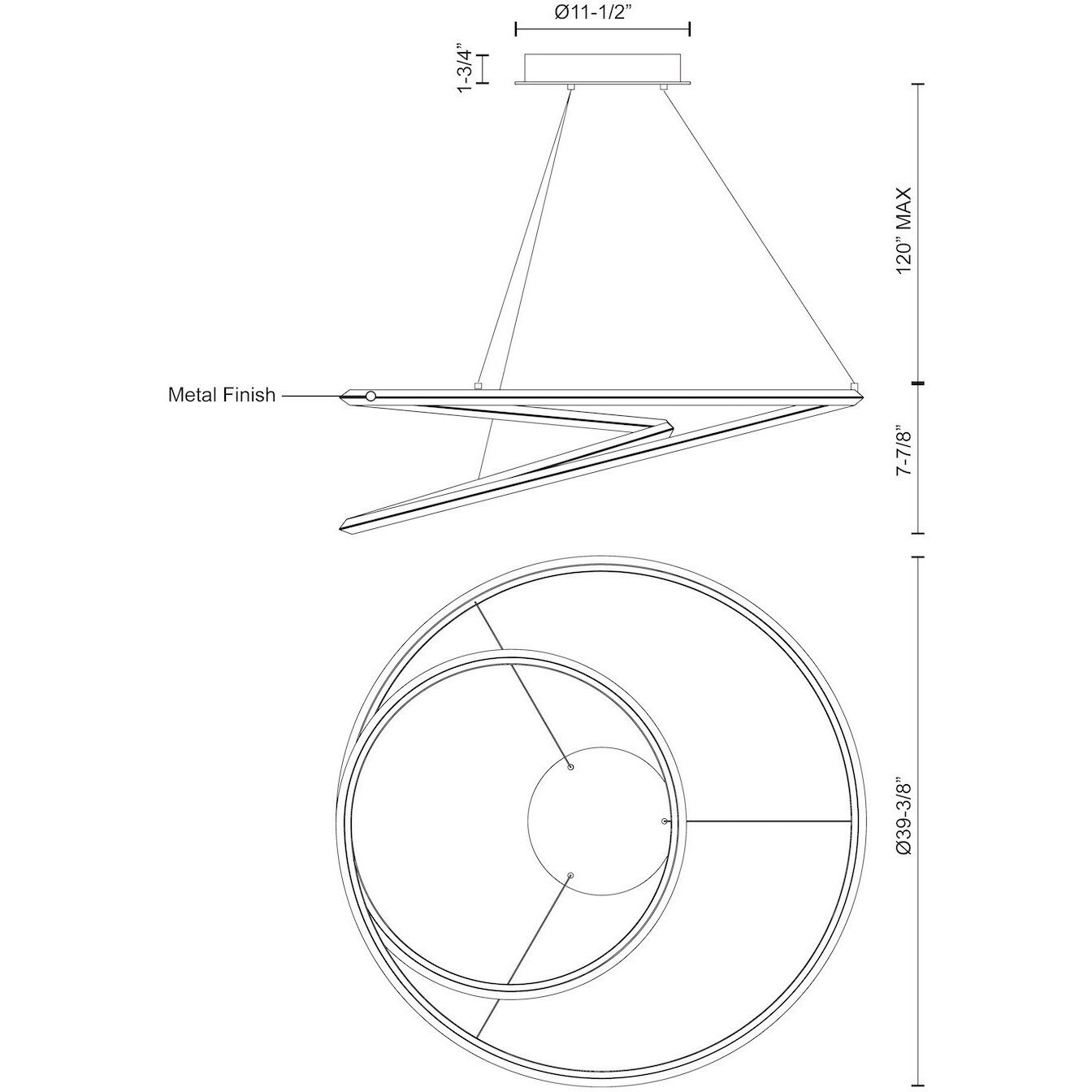 Ampersand LED 39.38 inch White Pendant Ceiling Light