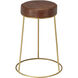 Henry 24 inch Matte Brown and Brass Counter Stool