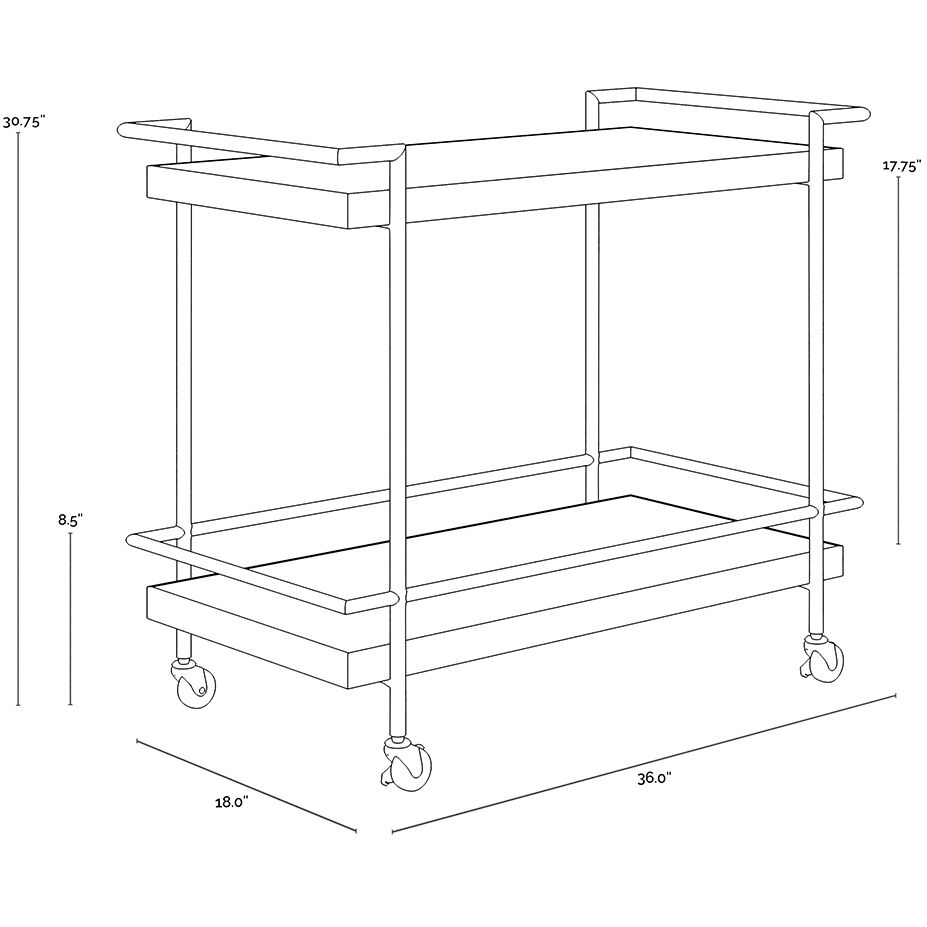 Contardi White / Rustic Bronze Outdoor Bar Cart