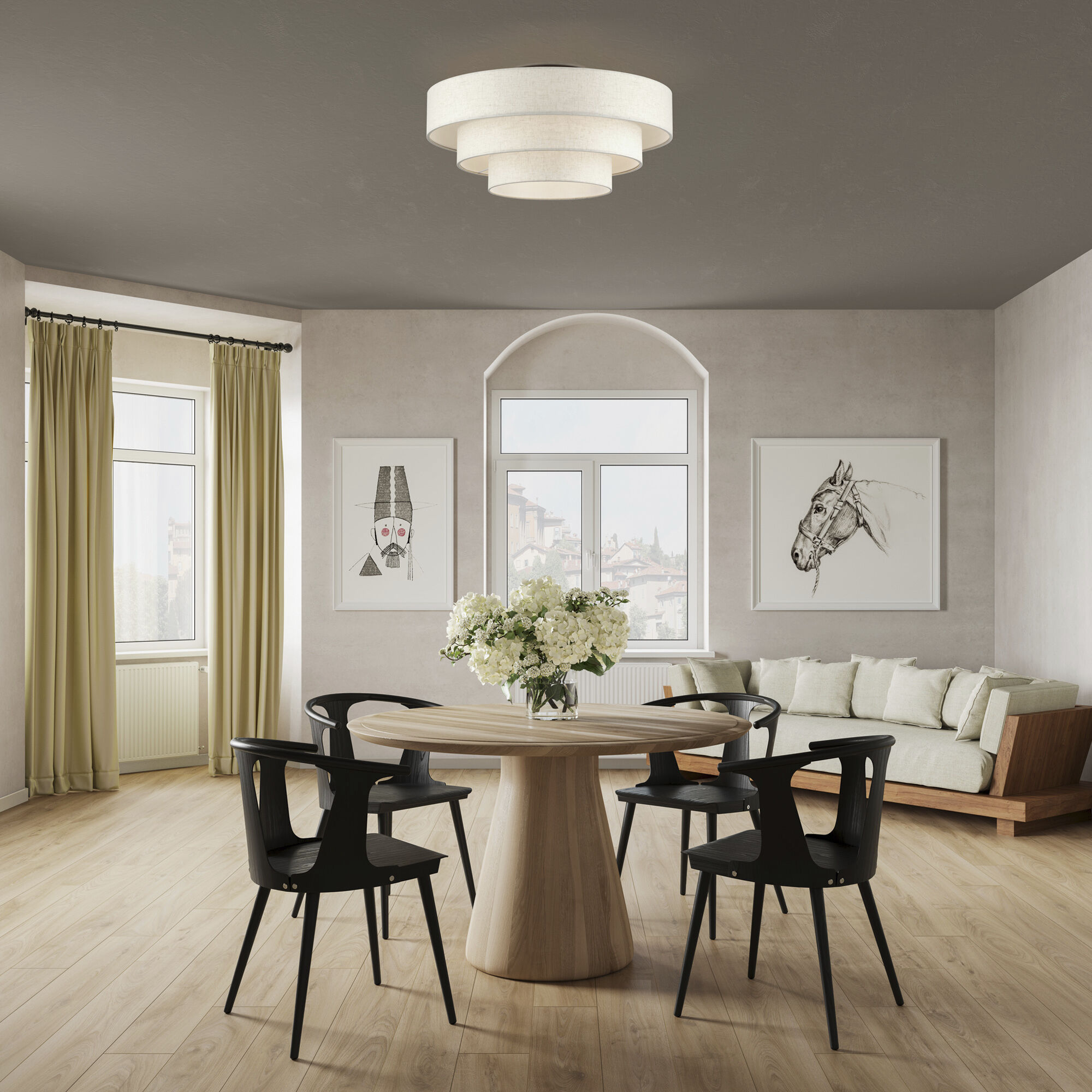 Manorwood 5 Light 28 inch English Bronze Semi Flush Mount Ceiling Light, Extra Large