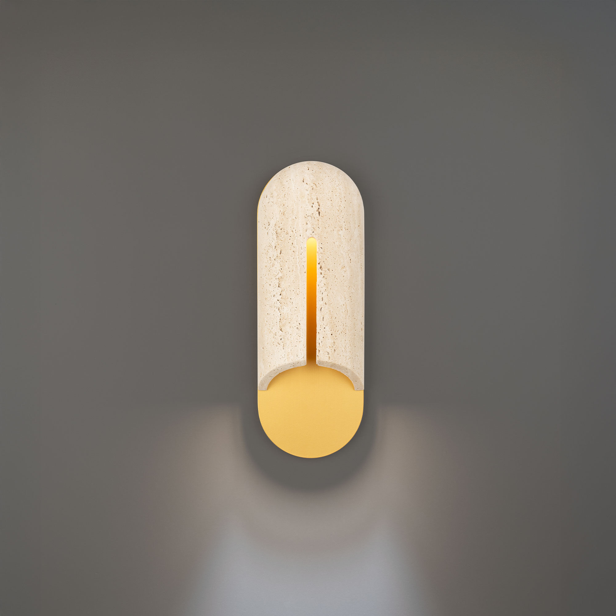 Clog LED 16 inch Beige Travertine and Aged Brass Outdoor Wall Lighting in 3000K