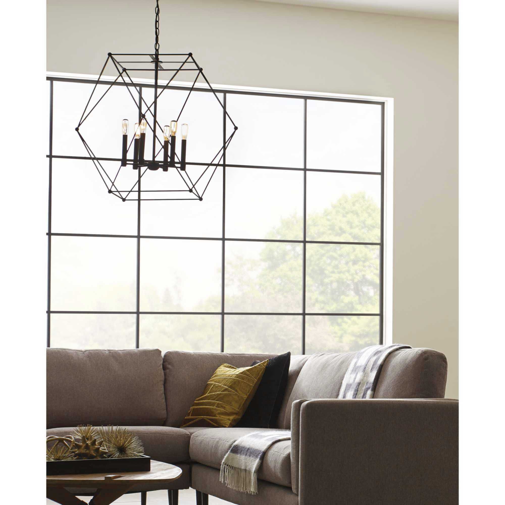 Spatial 6 Light 28 inch Matte Black Pendant Ceiling Light, Design Series