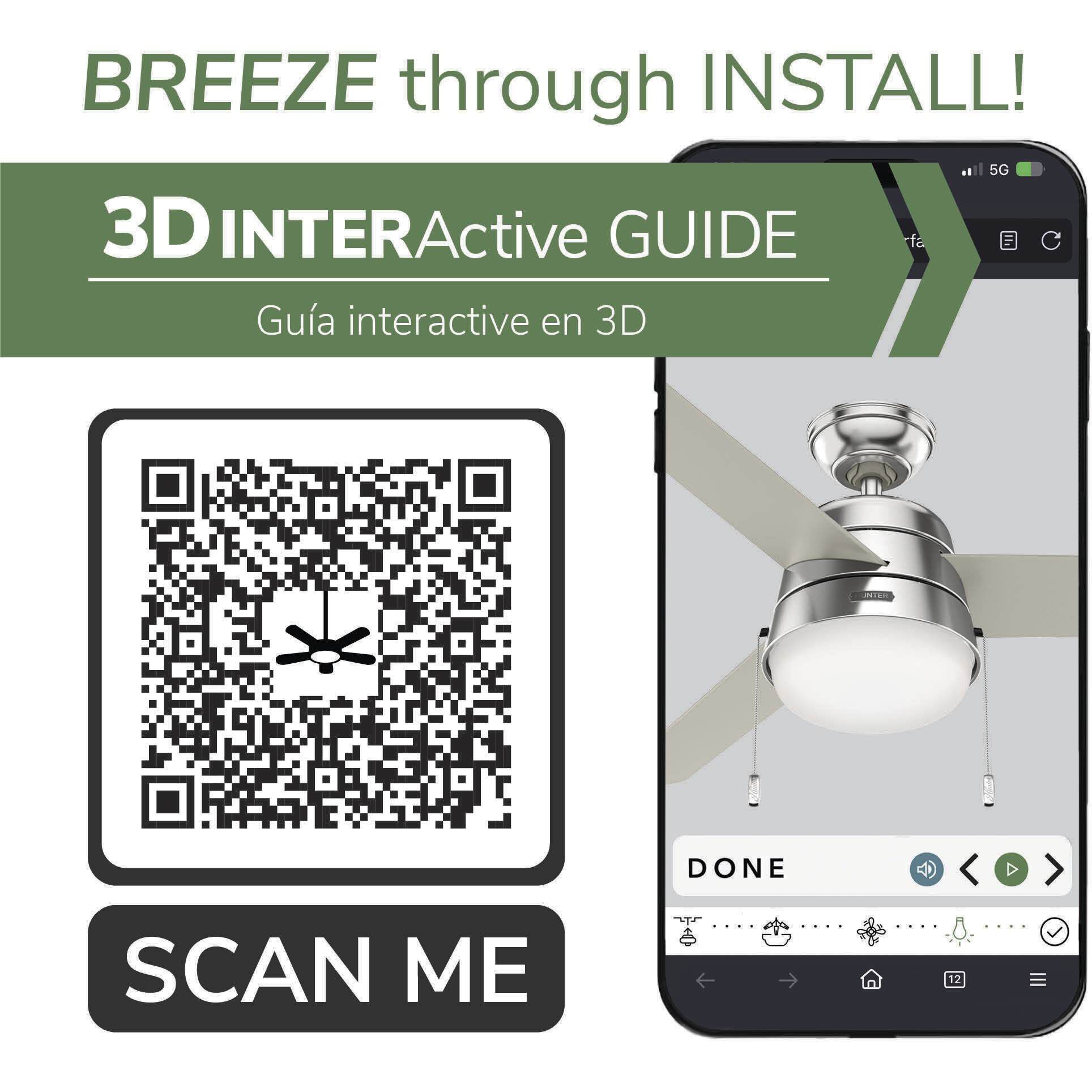 Aker 52 inch Brushed Nickel with Matte Nickel/Light Grey Oak Blades Ceiling Fan