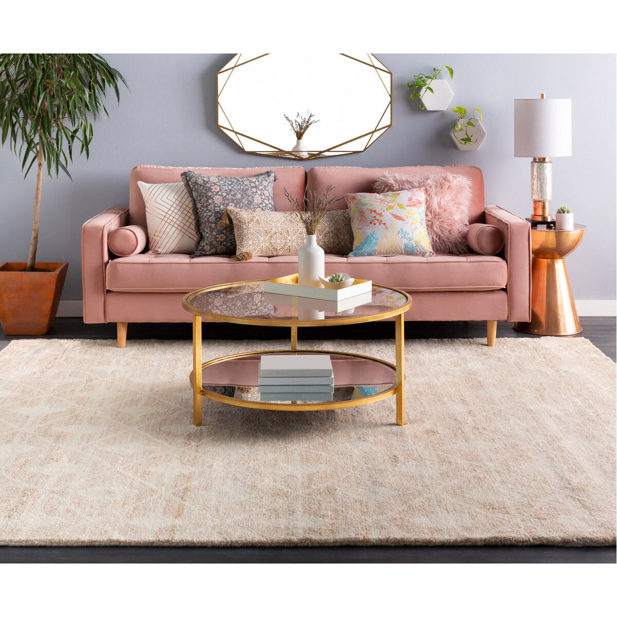 Mandana 20 X 20 inch Butter/Mint/Medium Gray/Bright Pink Pillow Kit, Square