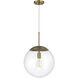 Gaze 1 Light 14 inch Satin Brass Pendant Ceiling Light in Clear Glass