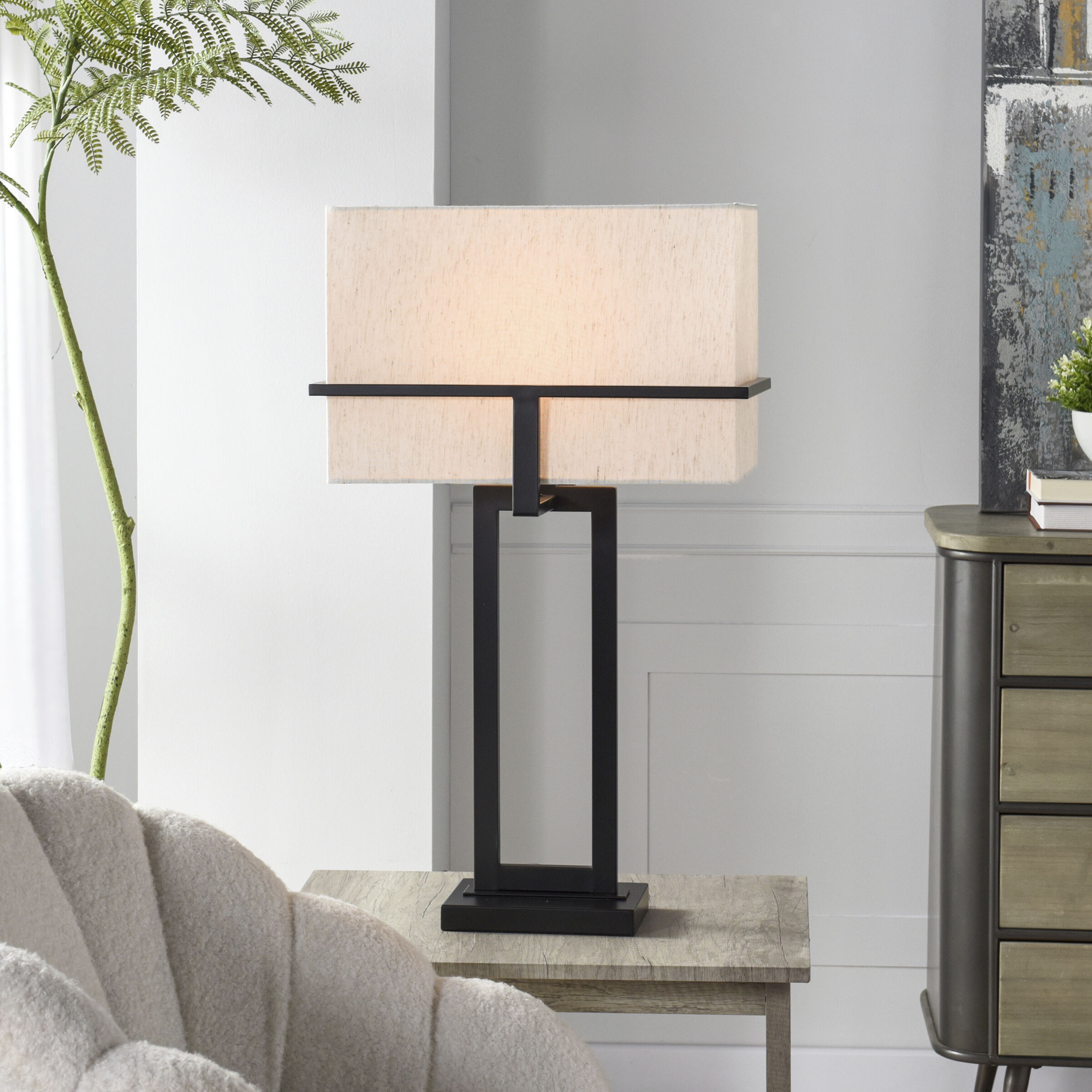 Cameron 29.5 inch 100.00 watt Tabby Black Table Lamp Portable Light