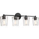 Ballas 4 Light 31.5 inch Black Bathroom Vanity Light Wall Light