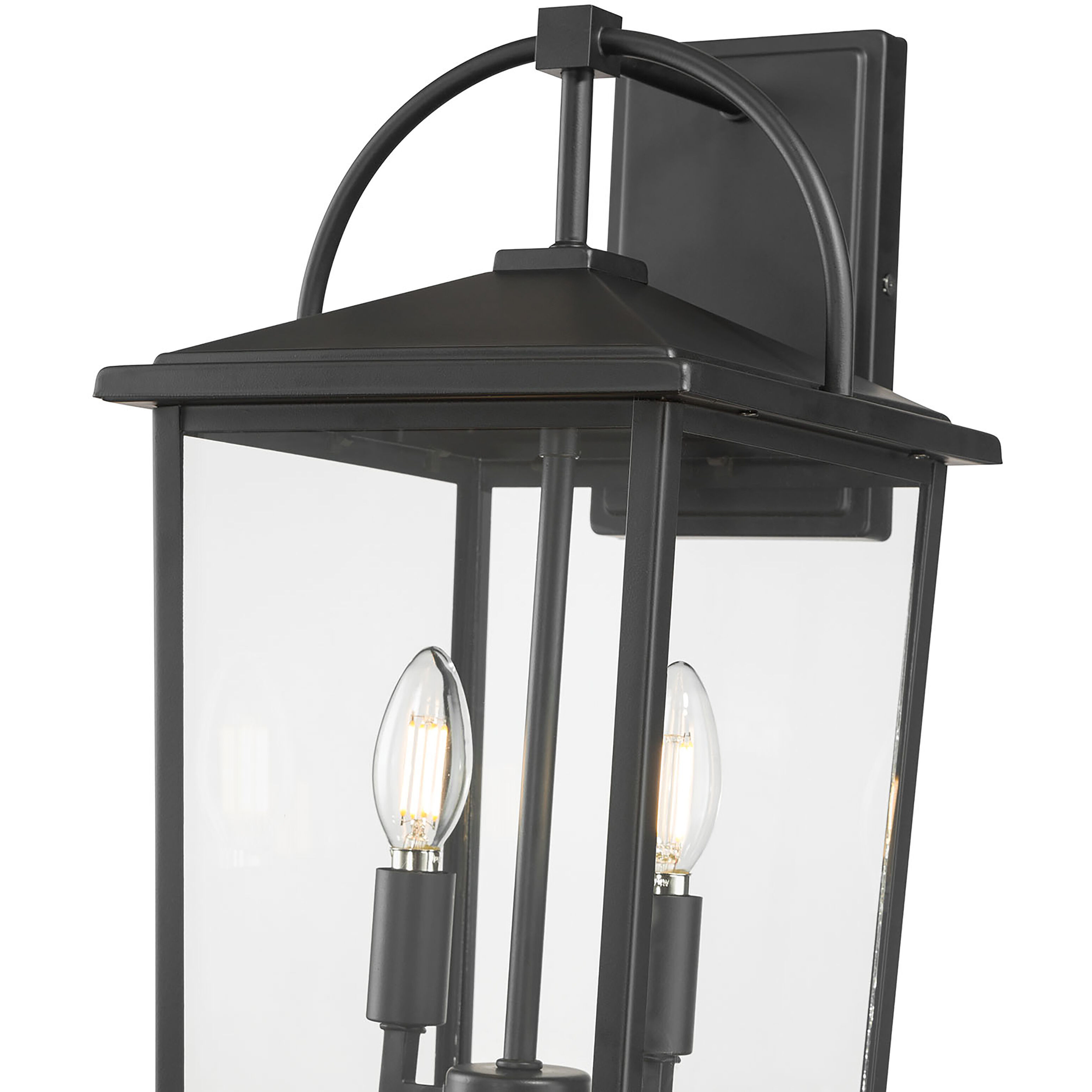 Strathden 2 Light 17 inch Powder Coated Black Outdoor Wall Sconce