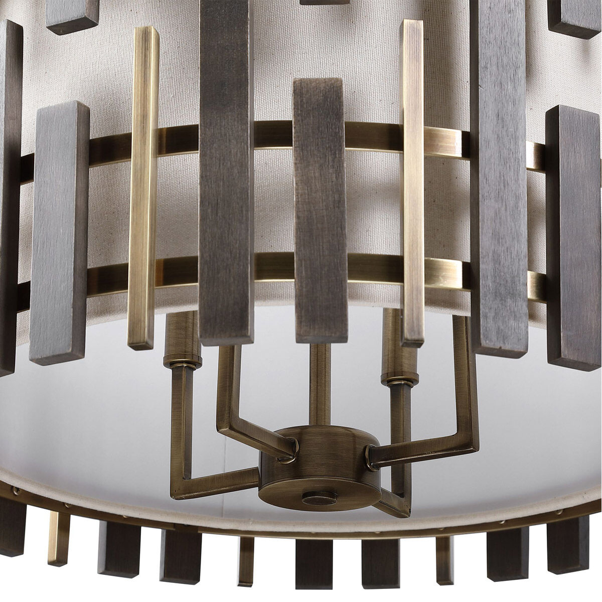 Myers 4 Light 21 inch Antique Brass Drum Pendant Ceiling Light