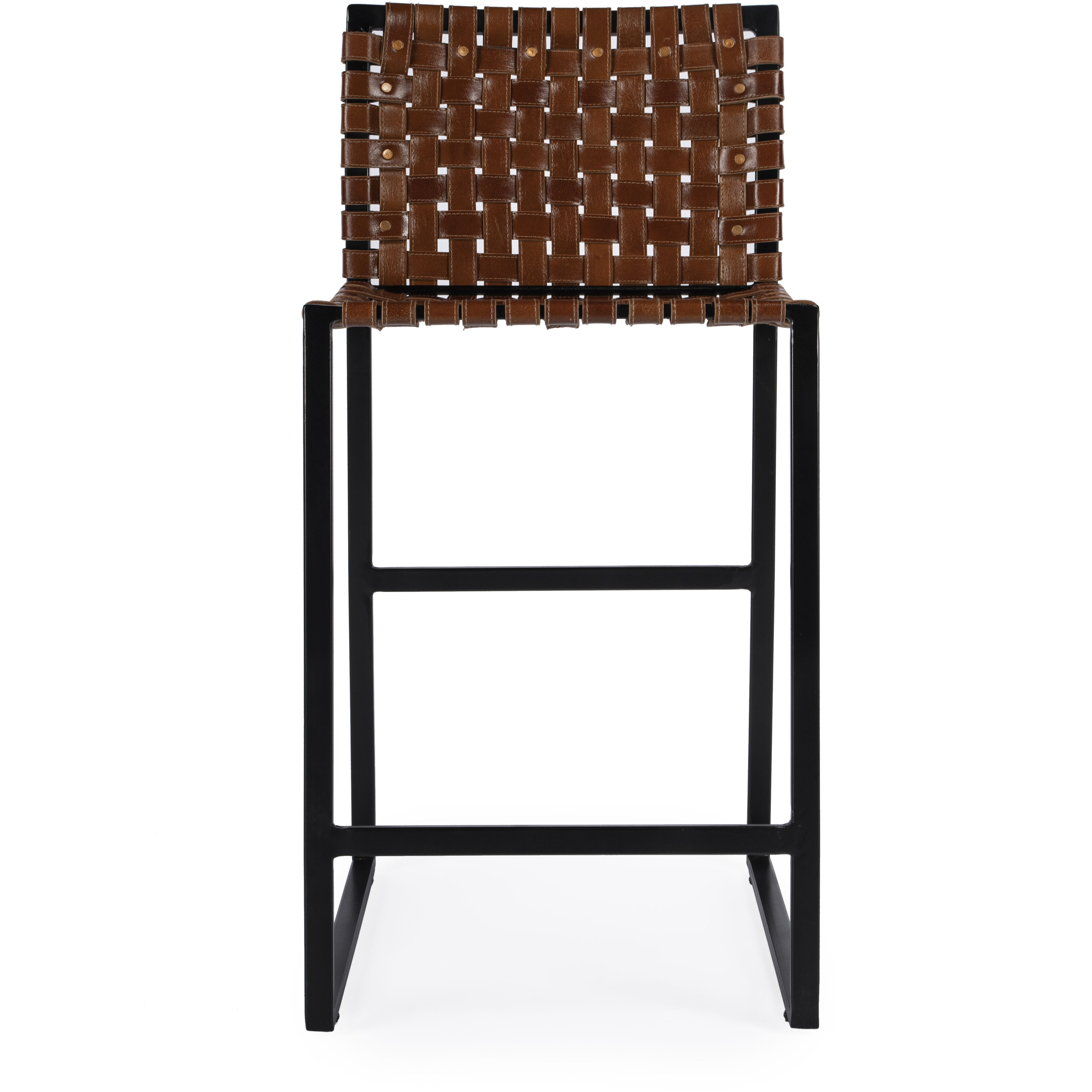 Urban Brown Woven Leather Bar Stool