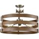 Fort Garry 5 Light Buffed Nickel and Barnwood on Metal Pendant Ceiling Light