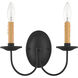 Heritage 2 Light 12 inch Black Wall Sconce Wall Light