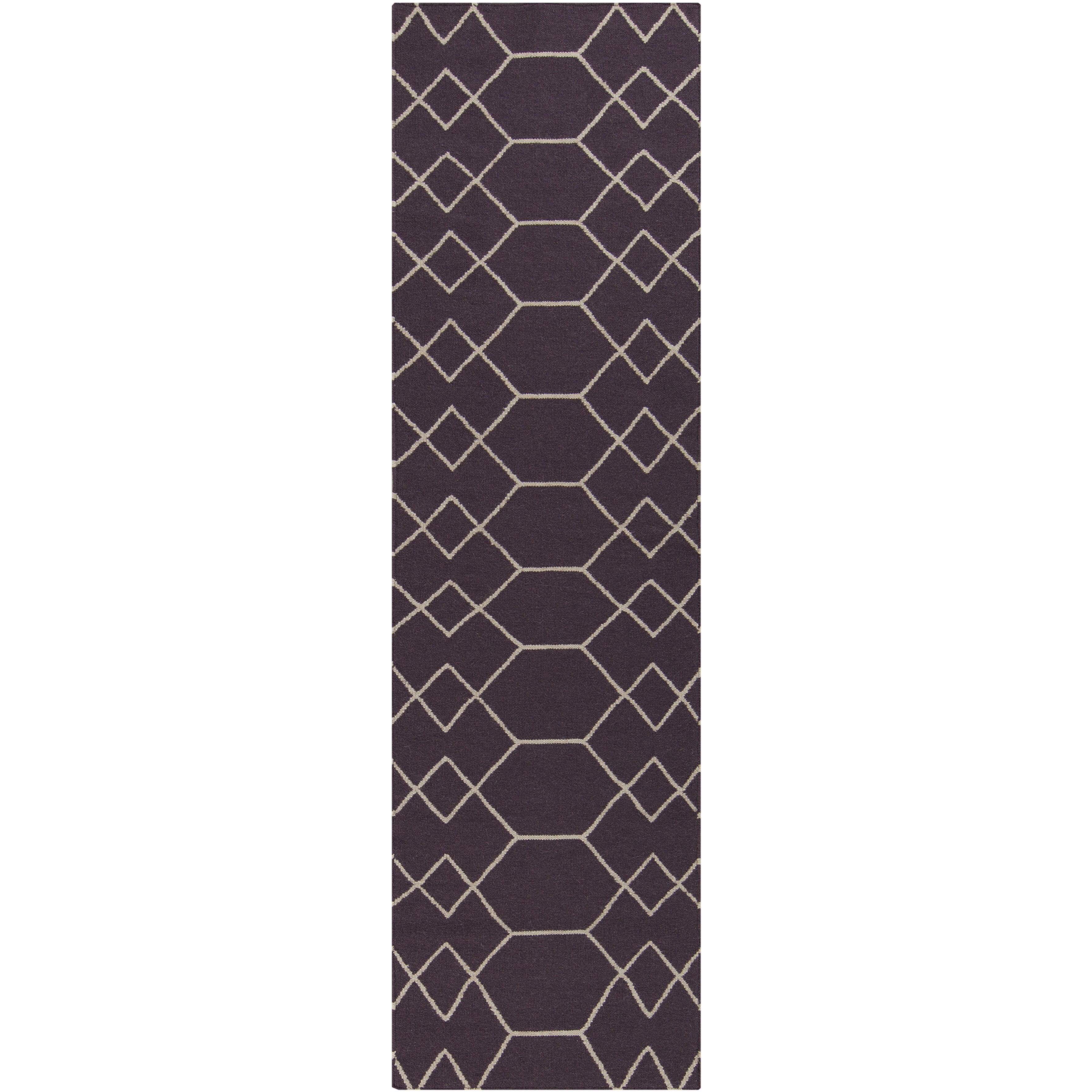 Frontier 96 X 30 inch Eggplant, Cream Rug