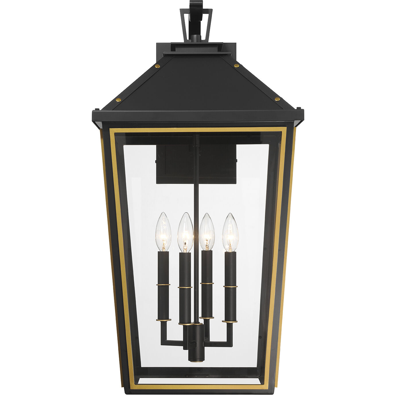 Hawkins 4 Light 29.75 inch Matte Black and Textured Gold Outdoor Sconce