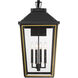 Hawkins 4 Light 29.75 inch Matte Black and Textured Gold Outdoor Sconce